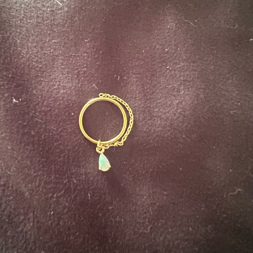 Elegant Gold Ring with Opal Charm